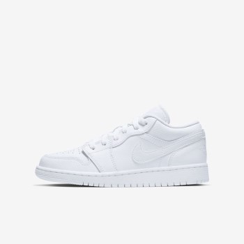 Nike Air Jordan 1 Low - Nagyobb Gyerek Utcai Cipő - Fehér/Fehér/Szürke/Fehér